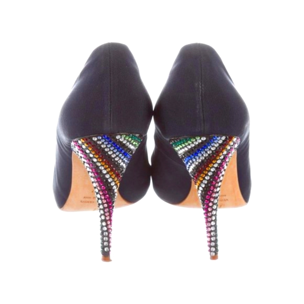 GIUSEPPE Zanotti Black Peep-Toe Rainbow Pumps Retail $1295 Size 7